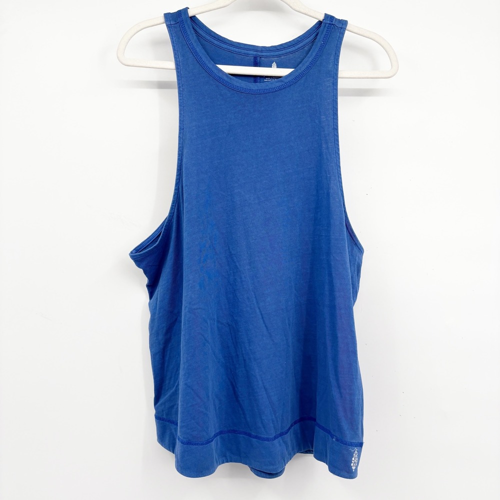 Free People FP Movement Womens Blue High Neck Athletic Sporty Tank Top Size L